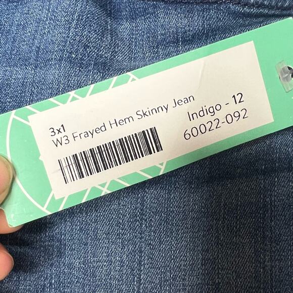 3X1 W3 Frayed Hem Skinny Cropped Jeans High-Rise Indigo Medium Wash Size 12 NWT - Picture 10 of 14